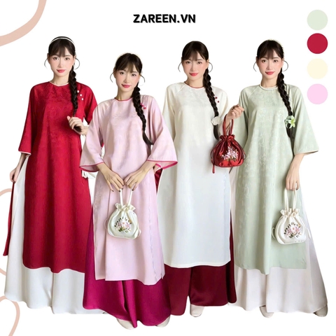 ÁO DÀI TÂM Ý GẤM PHỐI VIỀN ZAREEN ADI05