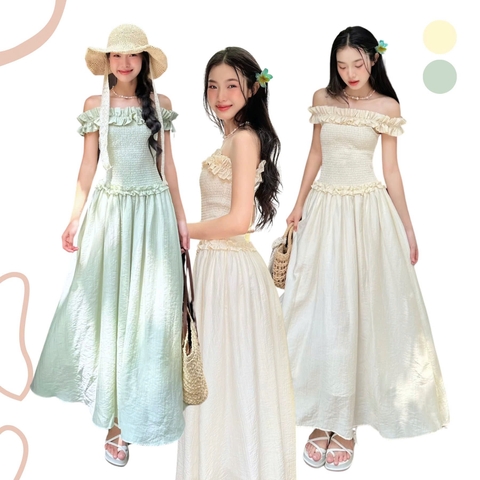 ĐẦM THUN CHỈ TRỄ VAI ZAREEN DAX86