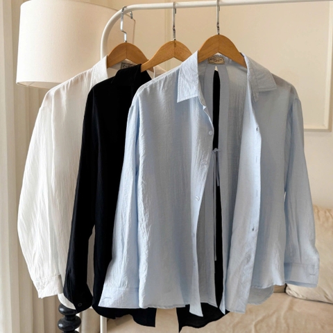 ÁO SƠ MI TAY DÀI CỘT NƠ ZAREEN SOM75