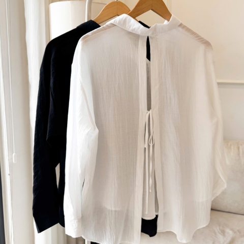 ÁO SƠ MI TAY DÀI CỘT NƠ ZAREEN SOM75