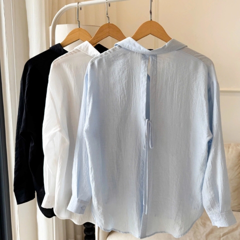 ÁO SƠ MI TAY DÀI CỘT NƠ ZAREEN SOM75