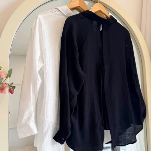 ÁO SƠ MI TAY DÀI CỘT NƠ ZAREEN SOM75