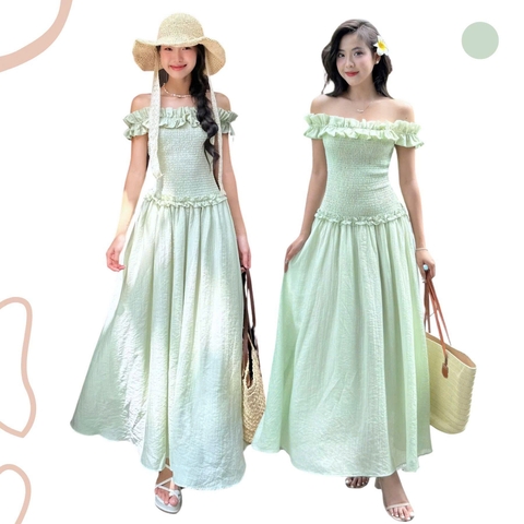 ĐẦM THUN CHỈ TRỄ VAI ZAREEN DAX86