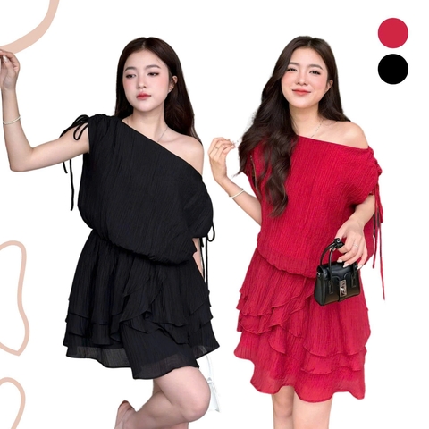 ĐẦM TƠ XÒE 2 TẦNG TAY THẮT NƠ ZAREEN DAX98