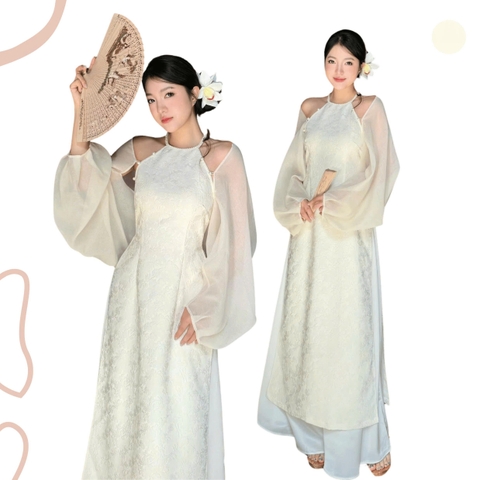 ÁO DÀI VÂN THANH CỔ YẾM ĐÍNH NGỌC TRAI ZAREEN ADI09