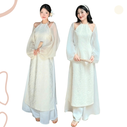 ÁO DÀI VÂN THANH CỔ YẾM ĐÍNH NGỌC TRAI ZAREEN ADI09