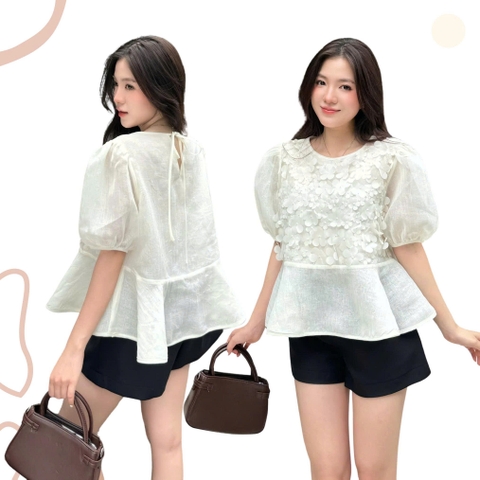 ÁO BABYDOLL TAY PHỒNG HOA NỔI ZAREEN VOA147