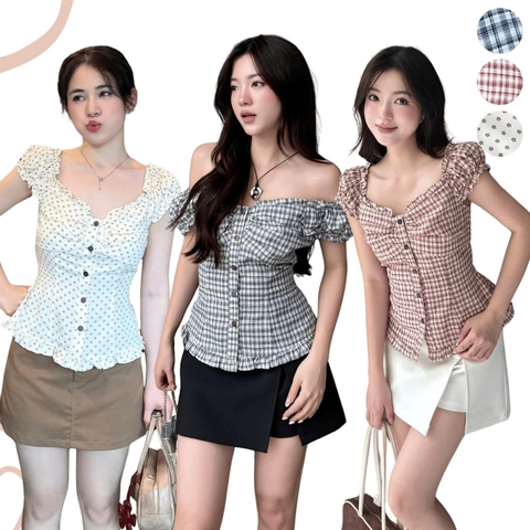 ÁO TRỄ VAI NÚT GỖ ZAREEN VOA149