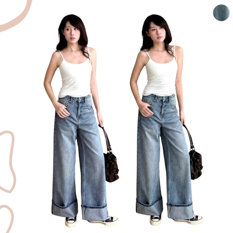 QUẦN JEANS ỐNG RỘNG ĐẮP LAI ZAREEN JEA152