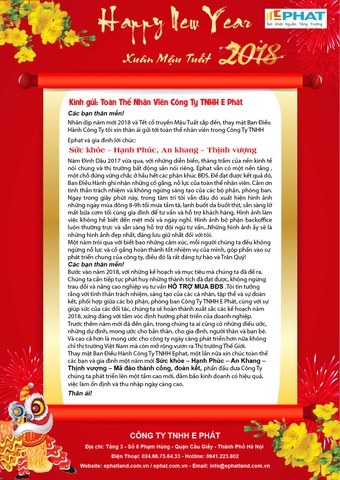 THƯ CHÚC TẾT 2018
