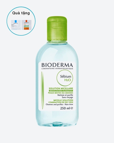 Nước Tẩy Trang Sébium H2O 250ml (Tặng: Kem Dưỡng Giảm Mụn 2ml & Kem Chống Nắng La Roche Posay 2ml)