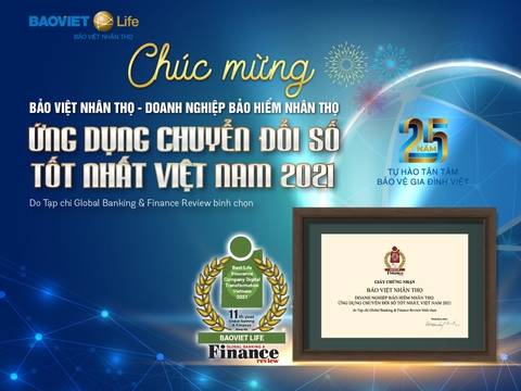 BẢO VIỆT NHÂN THỌ - DOANH NGHIỆP BẢO HIỂM NHÂN THỌ ỨNG DỤNG CHUYỂN ĐỔI SỐ TỐT NHẤT VIỆT NAM 2021