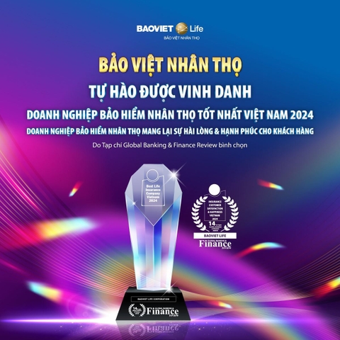 Bảo Việt Nhân thọ đón nhận 2 giải thưởng quốc tế do Global Banking and Finance Review bình chọn