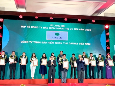 Cathay Life Viet Nam vinh dự nhận giải thưởng Top10 Công Ty Bảo Hiểm Nhân Thọ Uy Tín 2022
