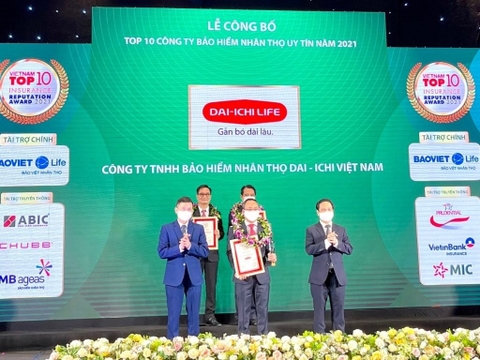 Dai-ichi Life Việt Nam vinh dự đạt Danh hiệu Top 3 Công ty Bảo hiểm Nhân thọ Uy tín năm 2021