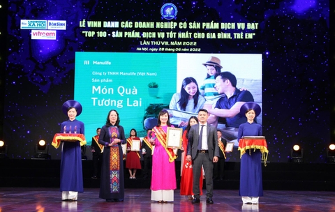 Manulife Việt Nam nhận giải thưởng 'Top 100 Sản phẩm tốt nhất cho gia đình, trẻ em'