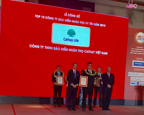 Cathay Life Việt Nam vinh dự nhận giải thưởng Top 10 công ty Bảo Hiểm Nhân Thọ Uy Tín 2019