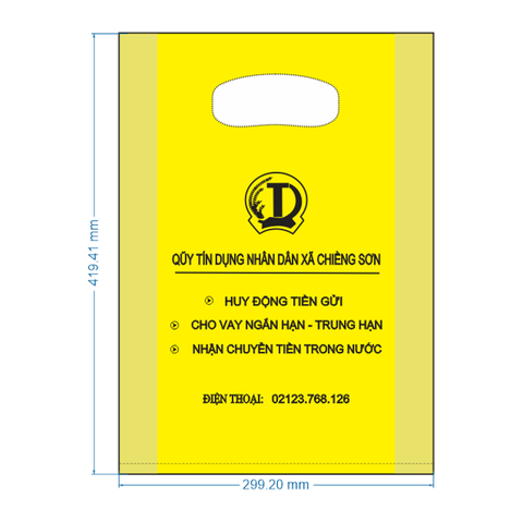 Túi nilon PE vàng, In mực đen