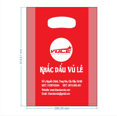 Túi nilon PE đỏ, in mực trắng