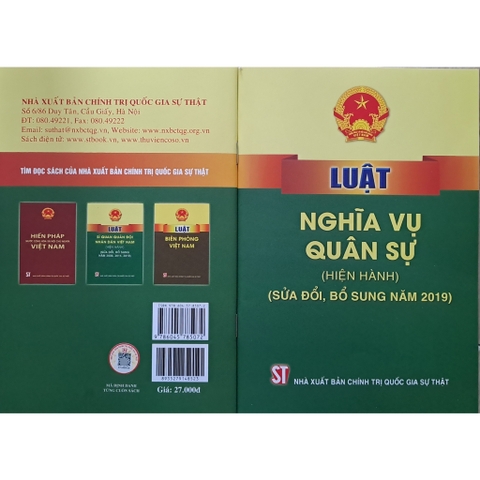 Sách - Luật nghĩa vụ quân sự (hiện hành) (sửa đổi, bổ sung năm 2019)