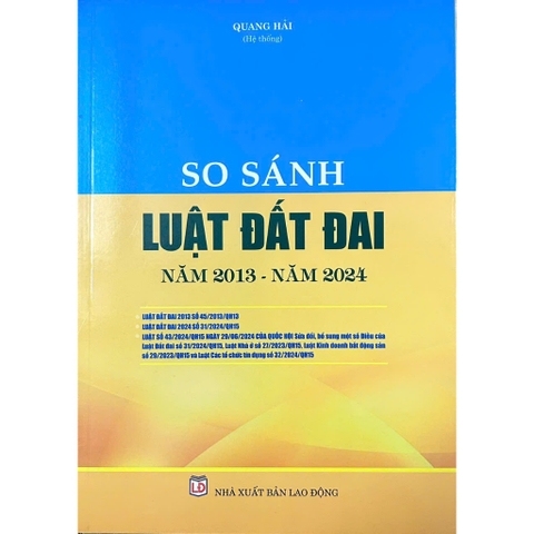 Sách - So Sánh Luật Đất Đai Năm 2013 - Năm 2024