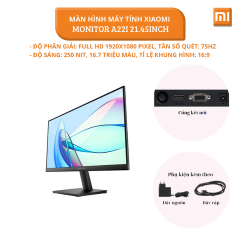 [Bản quốc tế] Màn hình máy tính Xiaomi Monitor A22i 21.45inch Full HD/VA/75Hz/6ms/HDMI