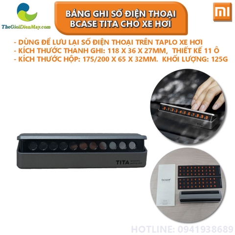 Bảng ghi số điện thoại BCASE TITA để taplo cho xe hơi khi đậu xe tiện lợi