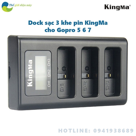 Dock sạc 3 khe pin KingMa cho camera hành trình Gopro New Hero 5 6 - shop Thế giới điện máy