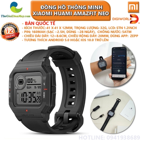 [Bản quốc tế] Đồng hồ thông minh Xiaomi Huami Amazfit Neo