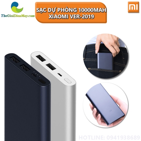 Pin Sạc Dự Phòng Xiaomi 10000mAh Gen 2 New (2019) 2 cổng usb