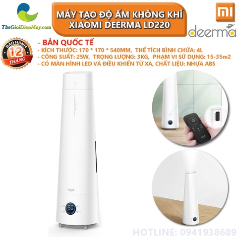 [Bản quốc tế] Máy tạo độ ẩm không khí thông minh Xiaomi Deerma LD220 dung tích 4L, có điều khiển màn hình cảm ứng, ngôn ngữ tiếng anh