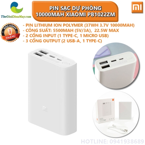 Pin sạc dự phòng 10000mAh Xiaomi Pocket Edition PB1022ZM