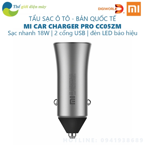 [Bản quốc tế] Sạc nhanh ô tô 18W Mi Car Charger Pro CC05ZM 2 cổng USB