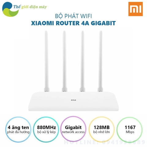 Bộ Phát Wifi Xiaomi Router 4A Gigabit Công Suất 2.4 GHz và 5 Ghz 4 Angten 16MB ROM 128MB RAM DDR3