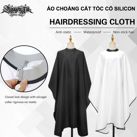 Áo Choàng Cắt Tóc Vòng Cổ SIlicon In Logo Theo Yêu Cầu