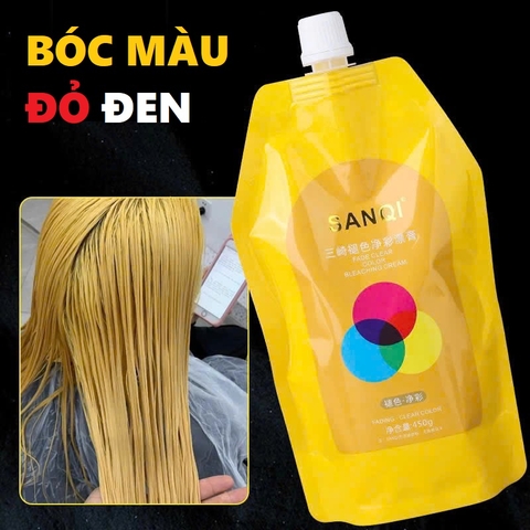 Kem Bóc Màu Tóc SANQI Đỏ, Đen, Phủ Bóng 450ml