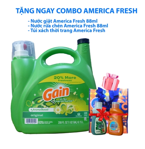 Nước giặt Gain + Aroma Boost Original 6,15L (Tặng Combo AMERICA FRESH)