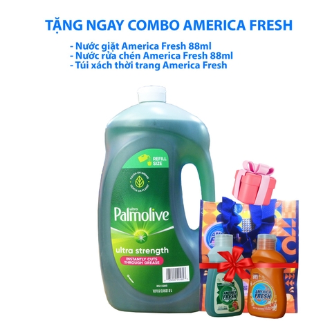 Nước rửa chén Palmolive Ultra strength 3L (Tặng Combo AMERICA FRESH)