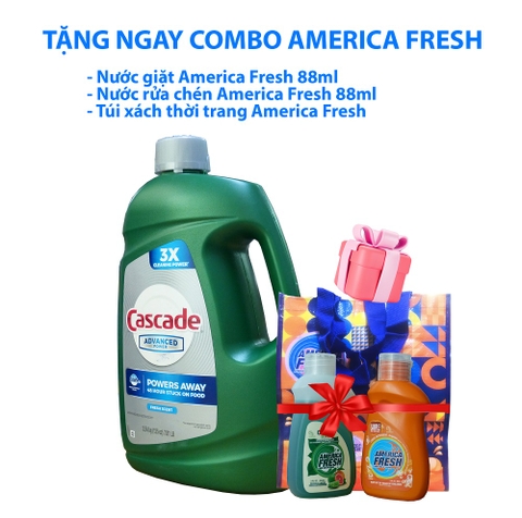 Nước rửa chén Cascade Advanced 3,54kg (Tặng Combo AMERICA FRESH)
