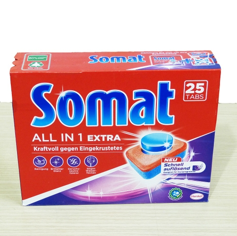 Viên rửa ly Somat 10 in 1 25 viên