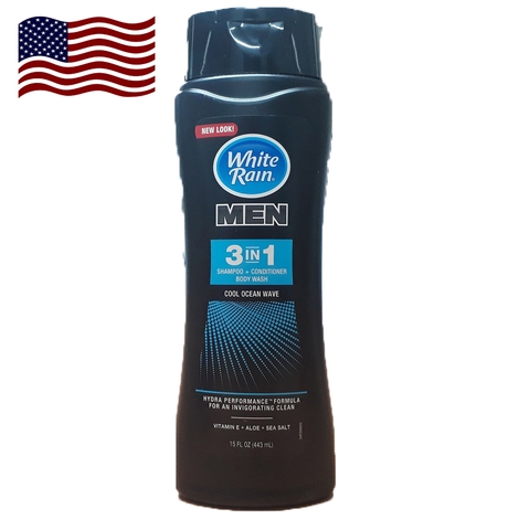 Sữa tắm gội White Rain for men 3-in-1 Cool Ocean Wave 443ml