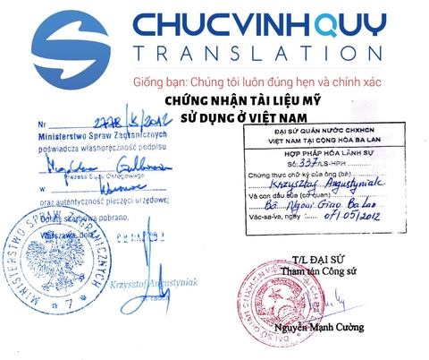 Chứng nhận tài liệu Mỹ để sử dụng tại Việt Nam