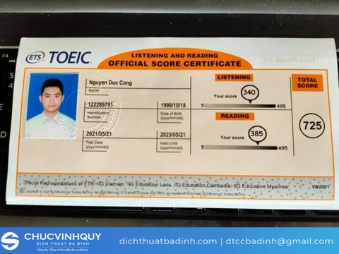 Công chứng bằng toeic ở đâu tại TPHCM uy tín nhất