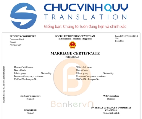 Dịch Vụ Công Chứng Dịch Thuật Giấy Tờ Kết Hôn