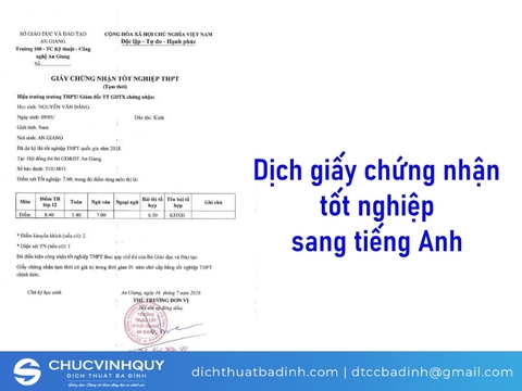 Dịch giấy chứng nhận tốt nghiệp sang tiếng Anh uy tín, chuẩn xác