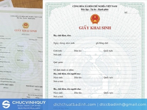 Bản mẫu dịch giấy khai sinh sang tiếng Anh sang tiếng Việt