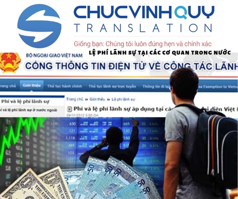 PHÍ VÀ LỆ PHÍ HỢP PHÁP HOÁ LÃNH SỰ ÁP DỤNG TẠI BỘ NGOẠI GIAO VIỆT NAM