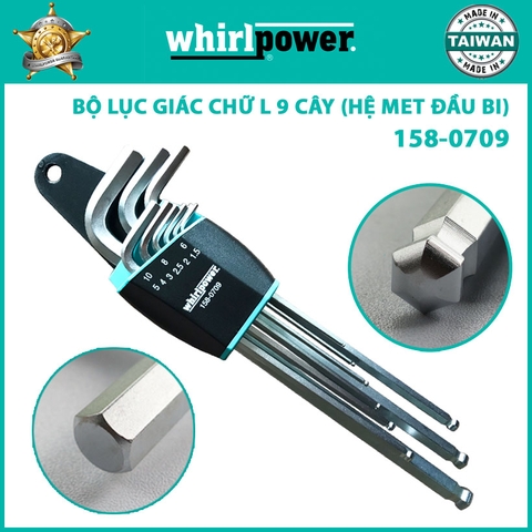 Bộ Lục Giác Chữ L 9 Cây Whirlpower (Hệ Met Đầu Bi)