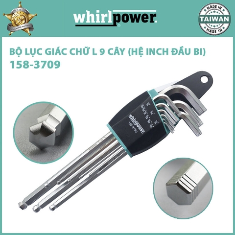 Bộ lục giác chữ L 9 cây (hệ Inch đầu bi) Whirlpower