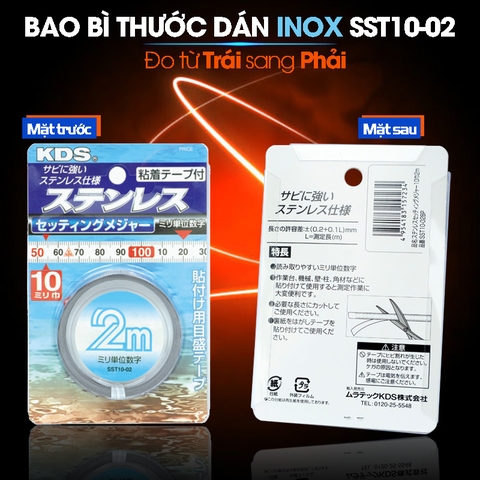 THƯỚC DÁN 2M INOX KDS SST10-02